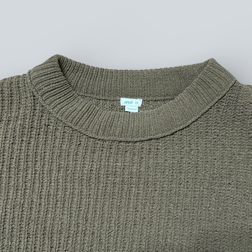 Aerie Olive Green Waffle Knit Sweater - Picture 2 of 8